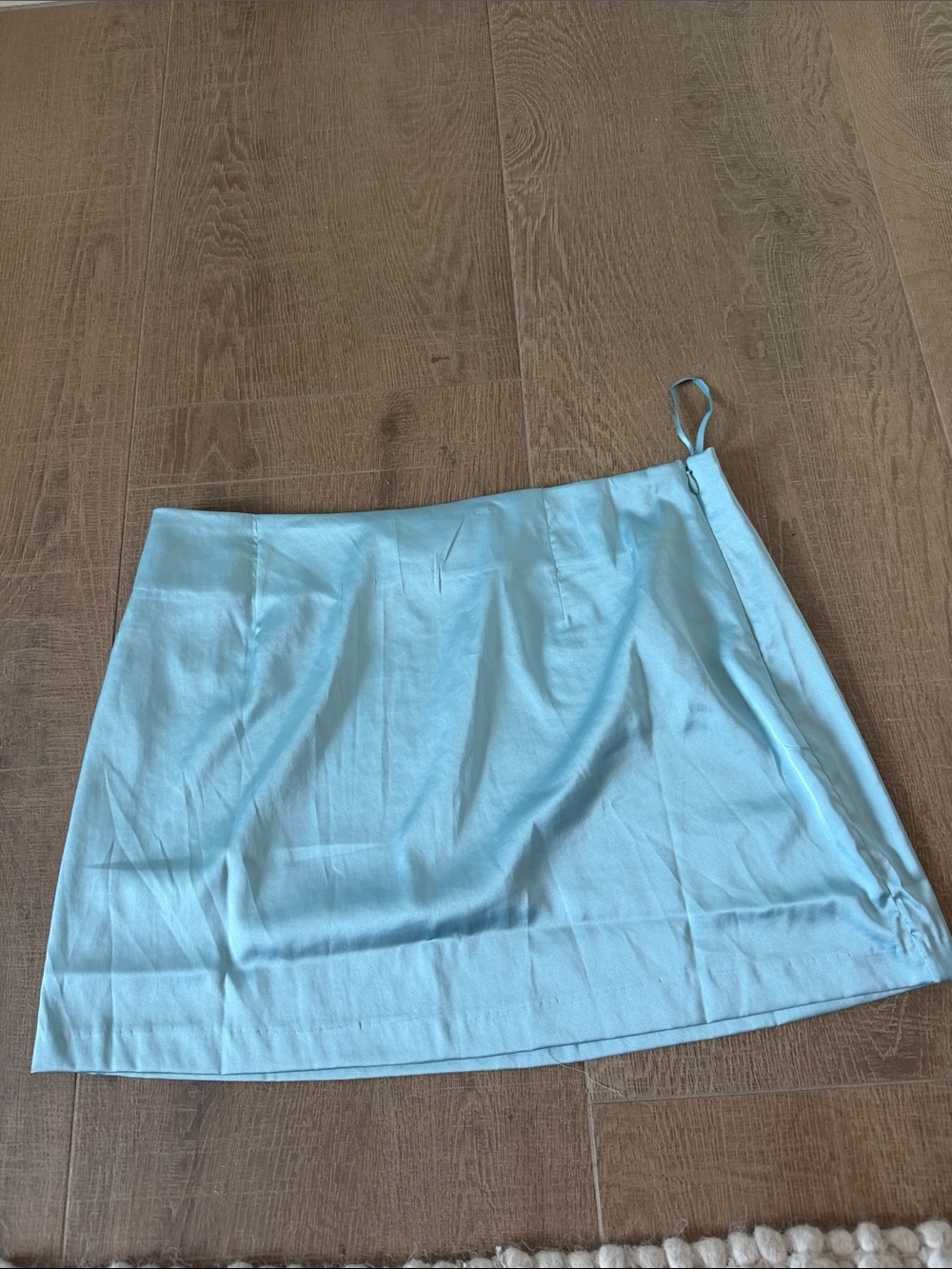 Daily Drills Light Blue Silk Mini Skirt